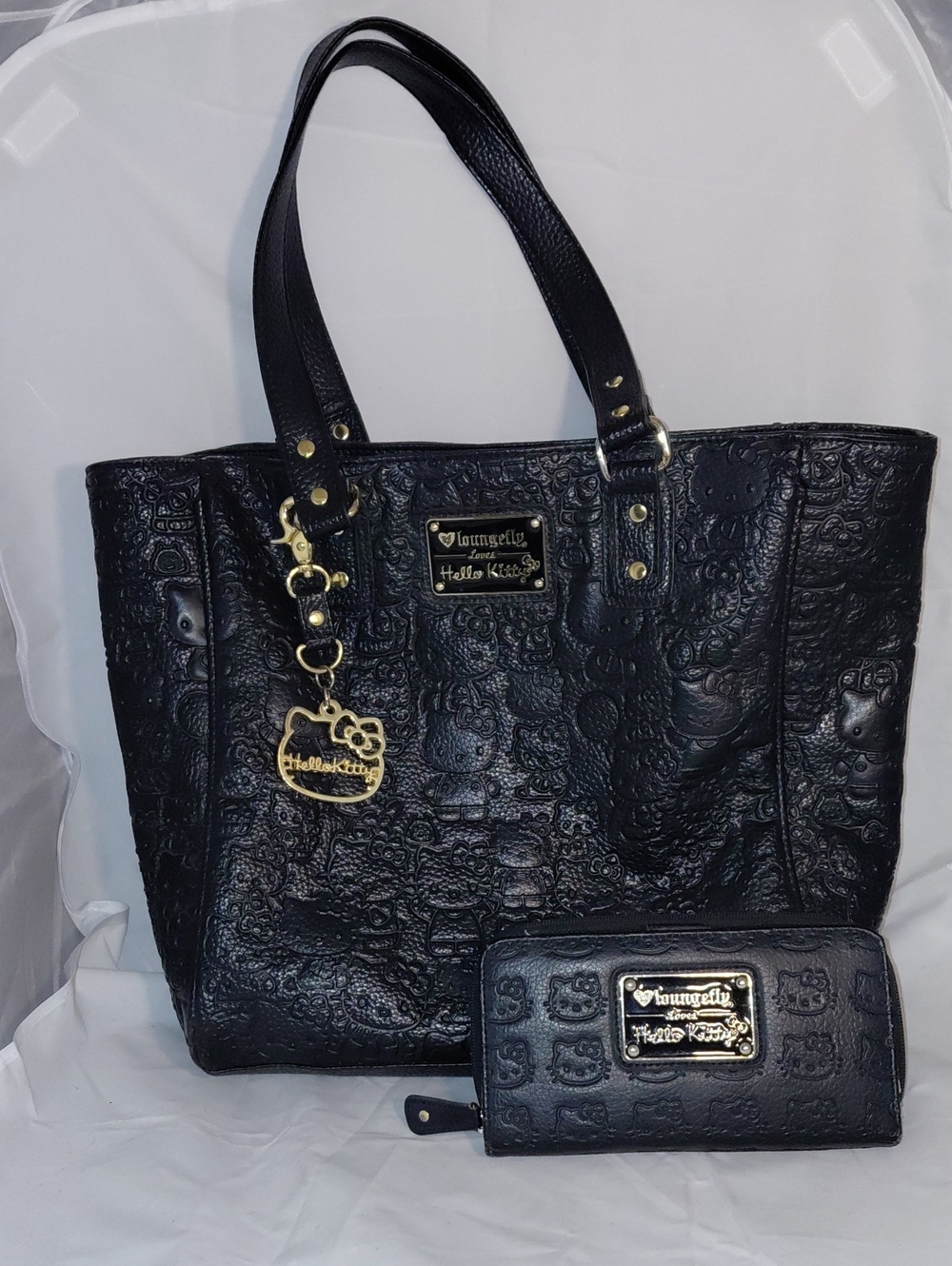 Hello Kitty Loungefly Black Bag Large Handle Sanrio Rare Includes Walet